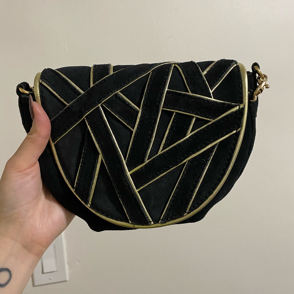Zara suede crossbody with gold chain